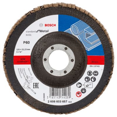 Bosch 2608603657 Plateau à lamelles X431 Standard for Metal diamètre 125 mm grain 60 surface bombée