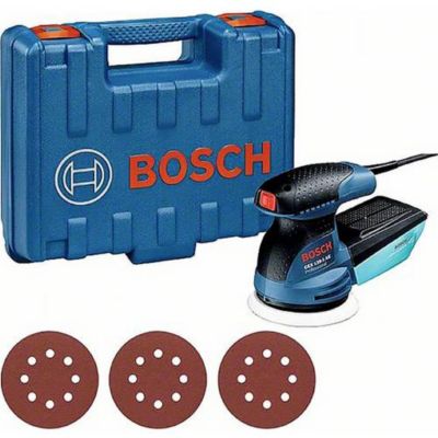 Bosch Professional ponceuse excentrique GEX 125 1 AE plateau de ponçage 125 mm 3 disques abrasifs avec coffret de transport