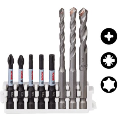 Bosch Pack d'embouts de vissage et de forets pour carrelage Pick and Click ImpactControl Hex 9 Ceramic 8 pièces 2608577145
