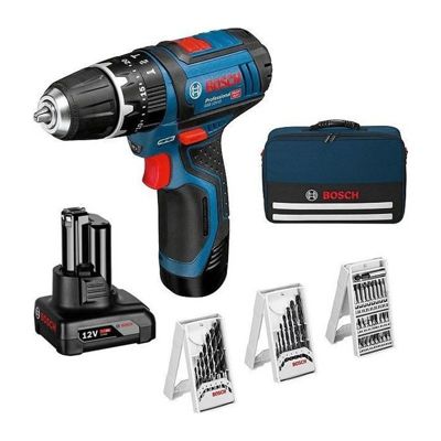 Bosch Professional 12V System perceuse visseuse à percussion sans fil GSB 12V 15 avec 1 batterie 2 0 Ah 1 batterie 4 0 Ah chargeur GAL 12V 20 set d’accessoires 39 pièces dans sac - vue 3