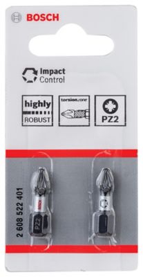 Embout de vissage torsion impact PZ2 25 mm Bosch - 2 pièces