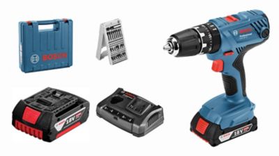 Perceuse visseuse à  percussion sans fil Bosch Bleu GSB 18V-21 2/4AH + 25 accessoires