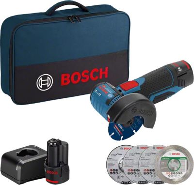 Bosch Professional 12V System meuleuse angulaire sans fil GWS 12V 76 avec 2 batteries de 2 0 Ah set disques à tronçonnermeules à ébarber 5 pièces sacoche - vue 3