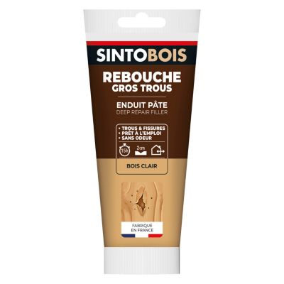 Enduit pâte rebouche gros trous Sintobois bois clair 330g