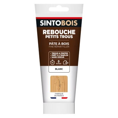 Pâte à bois rebouche petits trous Sintobois blanc 250g