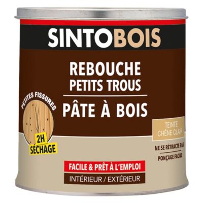 Pâte à bois rebouche petits trous Sintobois chêne clair 500g