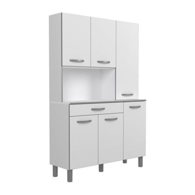 OSLO Buffet de 120 cm - 1 Tiroir et 6 Portes - L 120 x P 40 x H 185 cm - Coloris Blanc