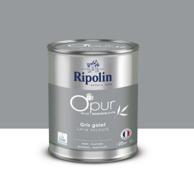 Peinture intérieure multisupport Ripolin O'pur gris galet satin velouté 2L