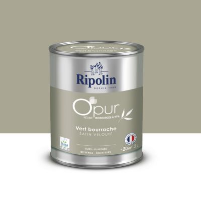Peinture intérieure multisupport Ripolin O'pur vert bourrache satin velouté 2L