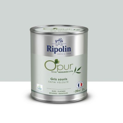 Peinture intérieure multisupport Ripolin O'pur gris souris satin velouté 2L