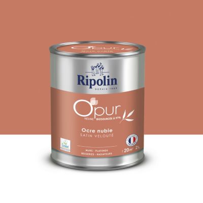 Peinture intérieure multisupport Ripolin O'pur orange ocre nubie satin velouté 2L
