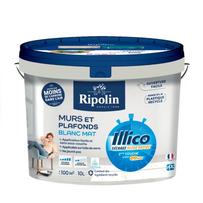 Peinture murs et plafonds blanc mat Ripolin Illico 10L