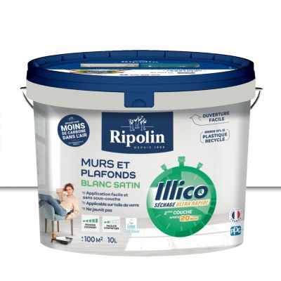 Peinture murs et plafonds blanc satin Ripolin Illico 10 L
