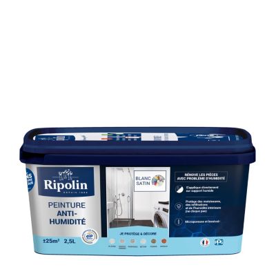 Peinture anti-humidité intérieur satin blanc Ripolin 2,5L
