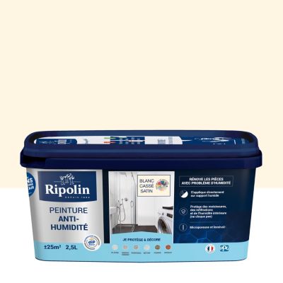 Peinture anti-humidité intérieur satin blanc cassé Ripolin 2,5L
