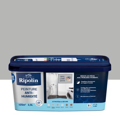 Peinture anti-humidité intérieur satin gris lome Ripolin 2,5L
