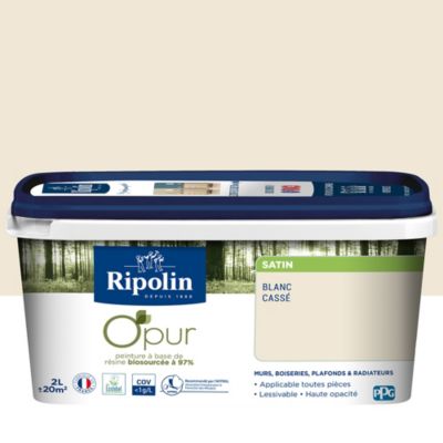 Peinture intérieure Ripolin O'Pur blanc casse satin 2L