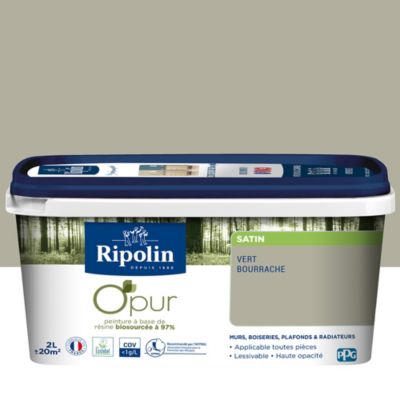 Peinture intérieure Ripolin O'Pur vert bourrache satin 2L
