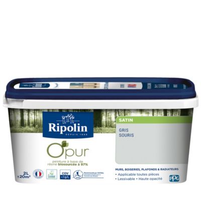 Peinture intérieure Ripolin O'Pur gris souris satin 2L