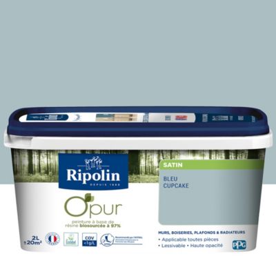 Peinture intérieure Ripolin O'Pur bleu cupcake satin 2L