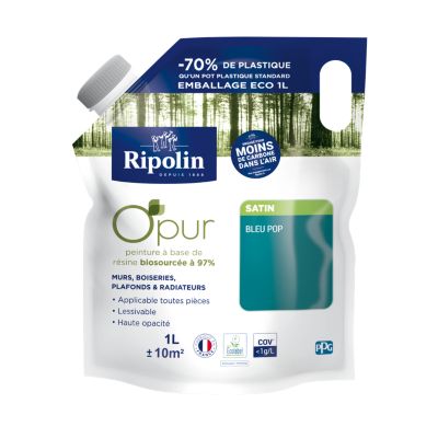 Peinture intérieure Ripolin O'Pur bleu pop satin 1L