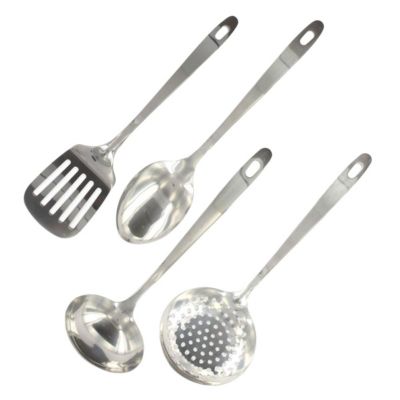 Fackelmann Ensemble de 4 ustensiles de cuisine en inox louche spatule ajourée cuillère et écumoire Oxford