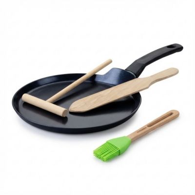Fackelmann Set de 1 poêle de cuisson 26 cm en aluminium avec 3 ustensiles de cuisine Brandao Gris - vue 2