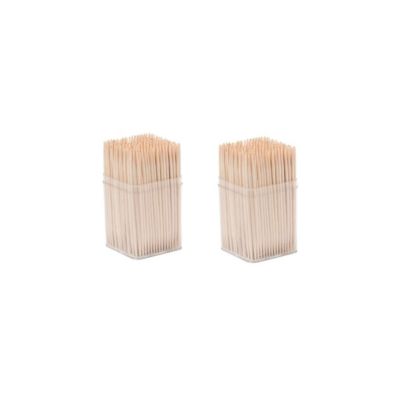 Fackelmann Lot de 2 tonnelets de 300 cure-dents en bois avec couvercle Wood Edition