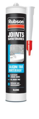 Mastic Sanitaire Rubson silicone tous matériaux blanc 280ml - Rubson