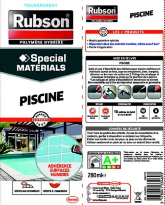 Mastic Rubson Special Materials Piscine transparent cartouche 280ml