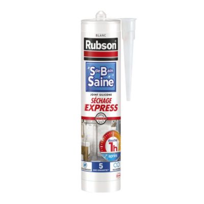 Mastic d'étanchéité salle de bain Rubson silicone séchage express blanc 280ml - Rubson