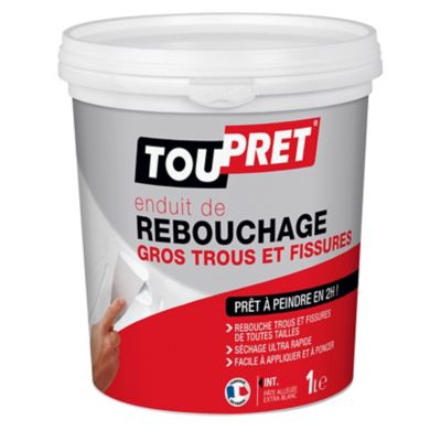 Enduit de rebouchage rapide prêt à l'emploi gros trous et fissures Toupret 1l
