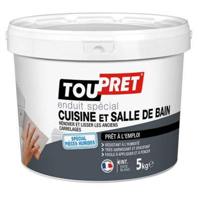 Enduit blanc spécial cuisine et salle de bain Toupret 5kg | Castorama