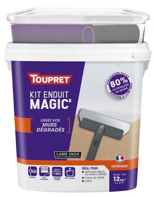 Kit enduit magic' de lissage pour murs dégradés Toupret 12kg