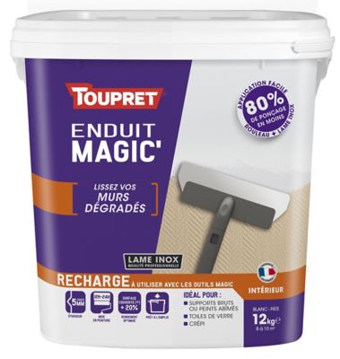 Recharge enduit magic' de lissage pour murs dégradés Toupret 12kg