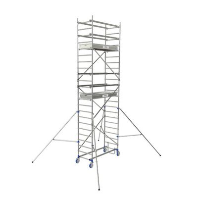 Tubesca-Comabi Echafaudages roulants en aluminium Cross 80 - 2 planchers plancher 4,85 m Gris - vue 2