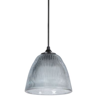 Suspension Ogive verre strié IP20 E27 60W H.13 x Ø16 cm noir fumé Corep