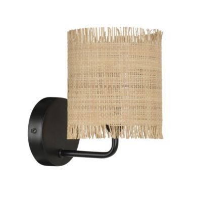 Applique murale Ibiza E14 40W IP20 L.13xH.18xP.18cm métal et raphia naturel Corep