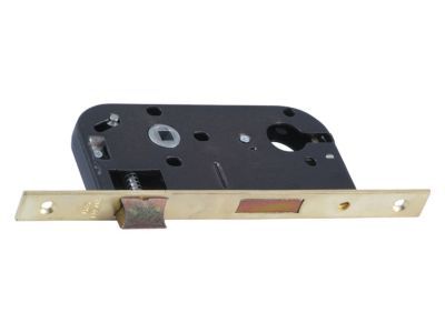 Serrure à encastrer NF pour cylindre européen 50 mm noir bout rond 1/2 tour