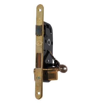 Serrure à encastrer avec cylindre Bricard bout rond noir axe 40 mm