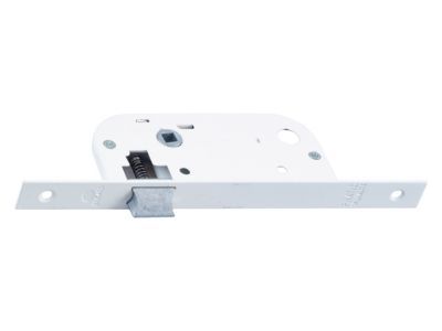 Serrure à encastrer Bricard bec de cane bout carré blanc axe 40 mm