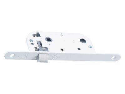 Serrure à encastrer Bricard bec de cane bout rond blanc axe 40 mm