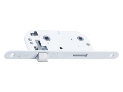 Serrure à encastrer Bricard condamnation bout rond blanc axe 40 mm réversible