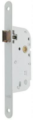 Serrure à mortaiser bec de cane pour porte de salon ou cuisine, axe 50 mm, carré de 7, coloris blanc