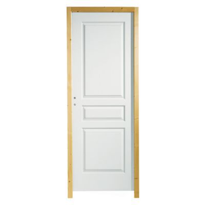 Bloc porte prépeint thermique 3 panneaux 83cm poussant gauche