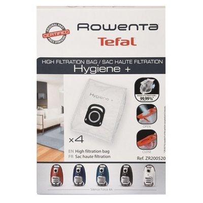 Lot de 4 sacs haute filtration pour silence force 4a Rowenta ZR200520 hygiene +