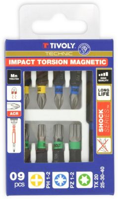 Tivoly Coffret 9 embouts impact 25 mm avec porte embout magnetique