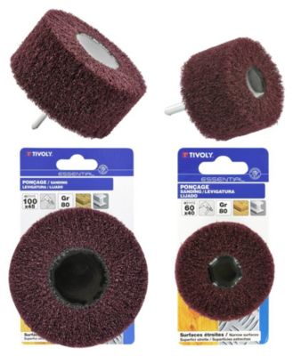 Tivoly Lot de 1 roue a lamelles nylon abrasives / Dim Diam100x45 / Gr : 80 + 1 roue a lamelle / Dim Diam60x40 / Gr : 80