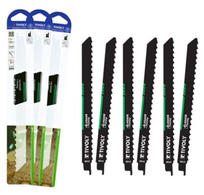 Tivoly Lot de 6 lames Sabre special Elagage Bois Verts attache universelle L230mm