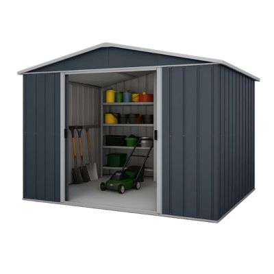 Abri de jardin métal gris 6,44 m2 Yardmaster + kit d'ancrage